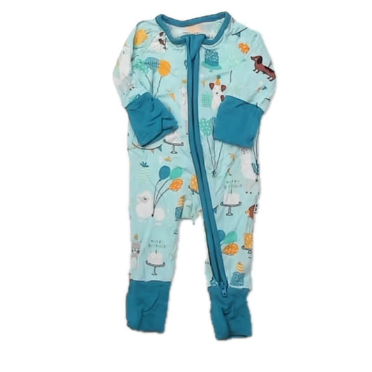 Little Snuggles Boys Blue Happy Birthday 1-piece Non-footed Pajamas Size: Preemie Blue Happy Birthday