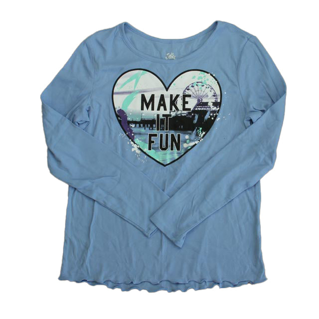 Justice Girls Blue Heart Long Sleeve T-Shirt Size: 16-18 Years