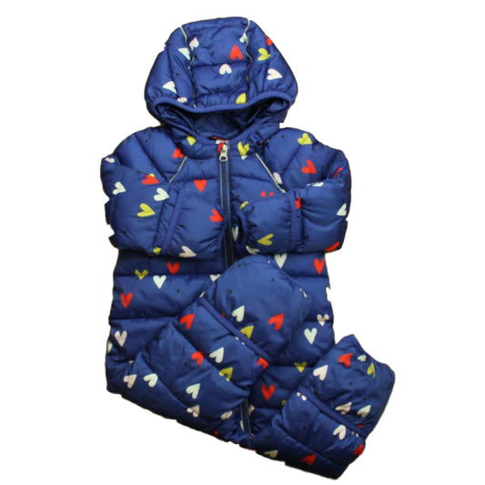 Hanna Andersson Girls Blue Hearts Snowsuit Size: 12-18 Months