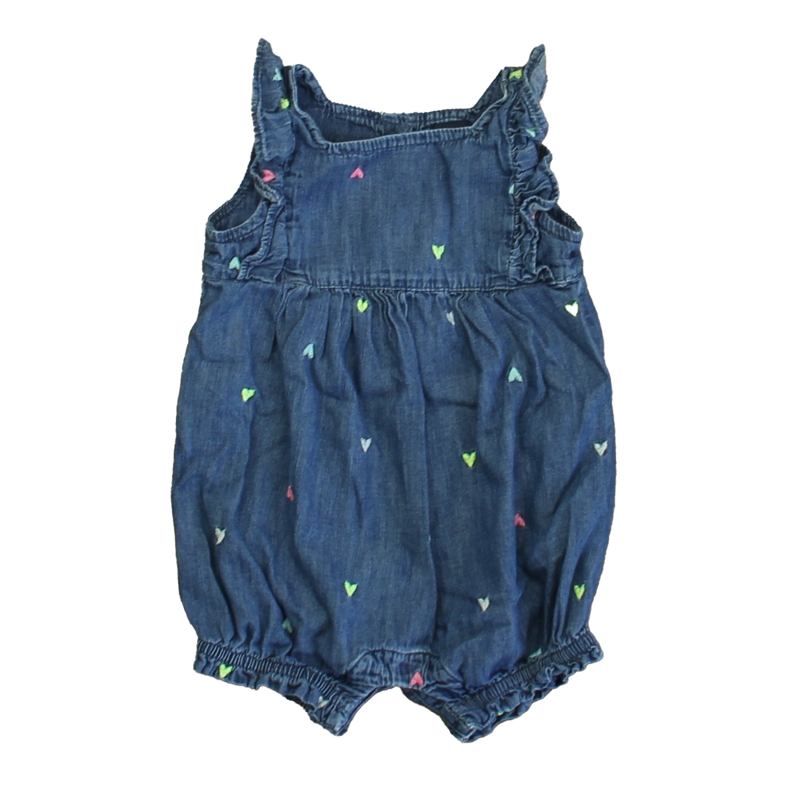 Gap Girls Blue Hearts Romper Size: 6-12 Months Blue Hearts