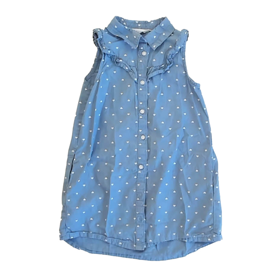 H&M Girls Blue Hearts Dress Size: 3-4T Blue Hearts