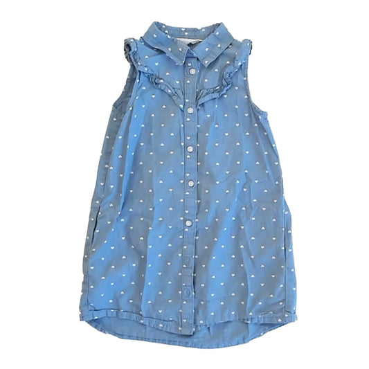 H&M Girls Blue Hearts Dress Size: 3-4T Blue Hearts