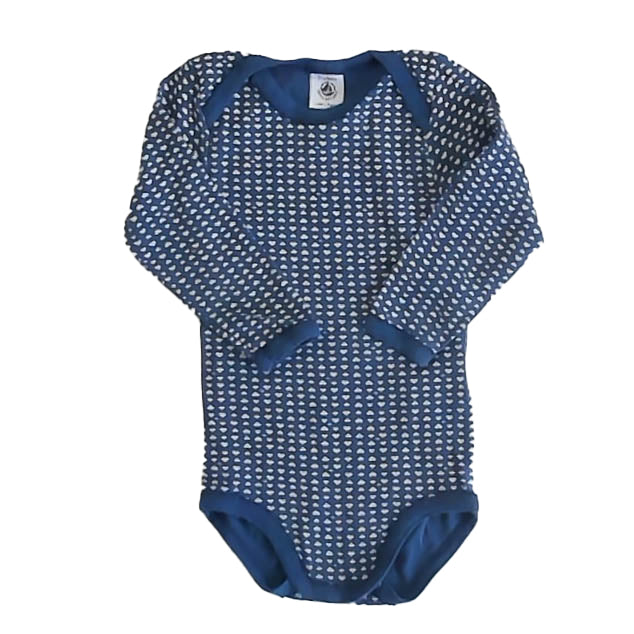 Petit Bateau Girls Blue Hearts Onesie Size: 24 Months Blue Hearts