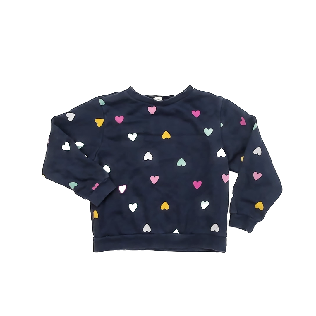 H&M Girls Blue | Hearts Sweatshirt Size: 6-7 Years Blue | Hearts