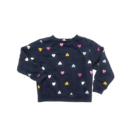 H&M Girls Blue | Hearts Sweatshirt Size: 6-7 Years Blue | Hearts