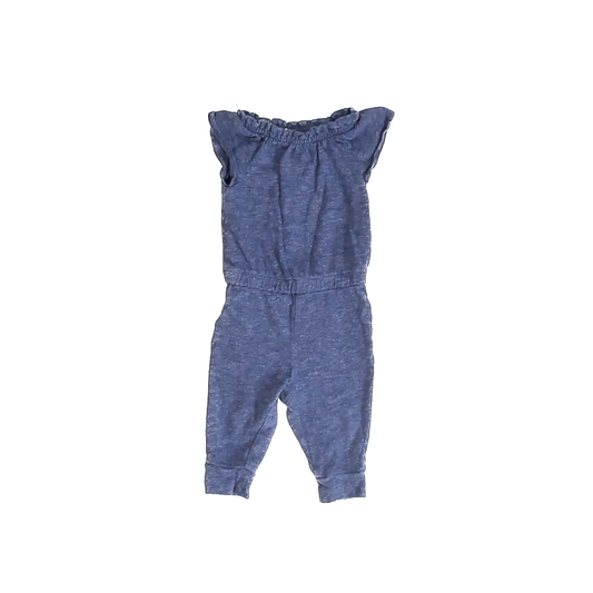 Gap Girls Blue Heathered Romper Size: 12-18 Months Blue Heathered