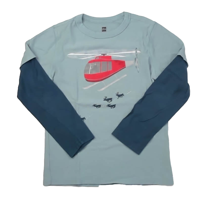 Tea Collection Boys Blue Helicopter Long Sleeve T-Shirt Size: 12 Years Blue Helicopter