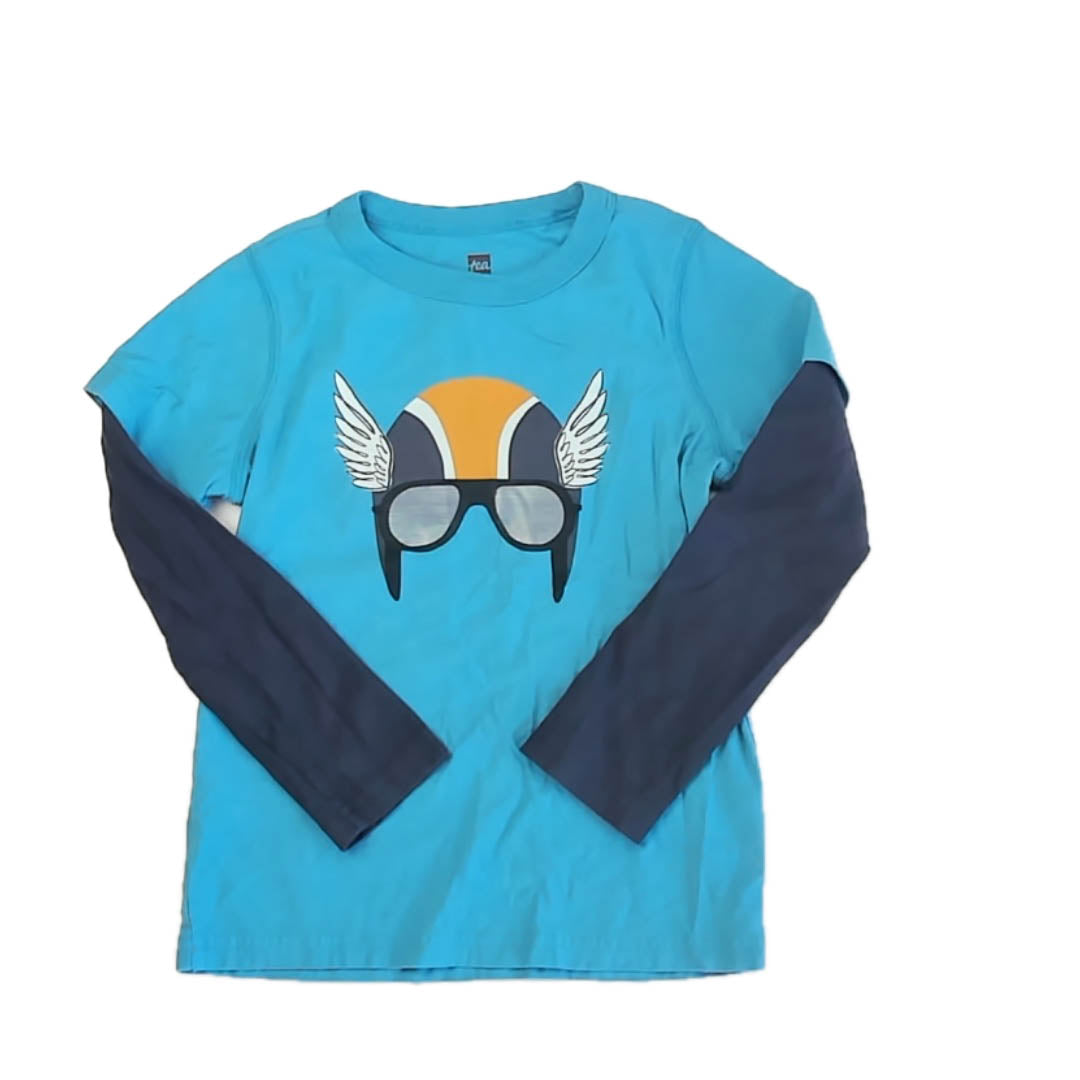 Tea Collection Boys Blue Helmet Long Sleeve T-Shirt Size: 6 Years Blue Helmet