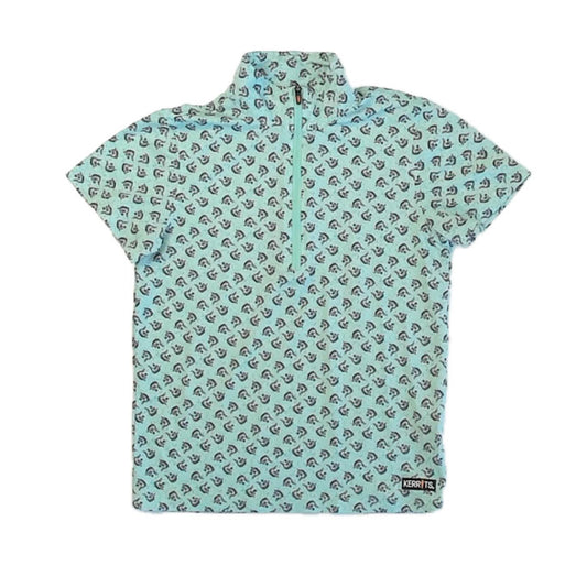 Kerrits Girls Blue Horses Polo Shirt Size: 6 Years Blue Horses