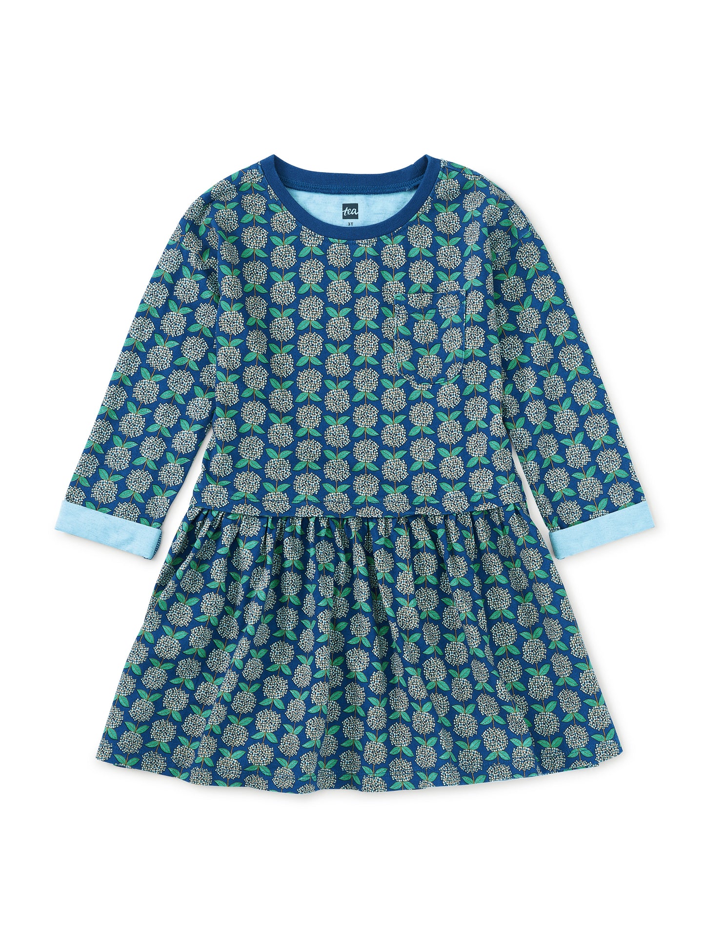 Tea Collection Girls Blue Hydrangeas Dress Size: 5T Blue Hydrangeas