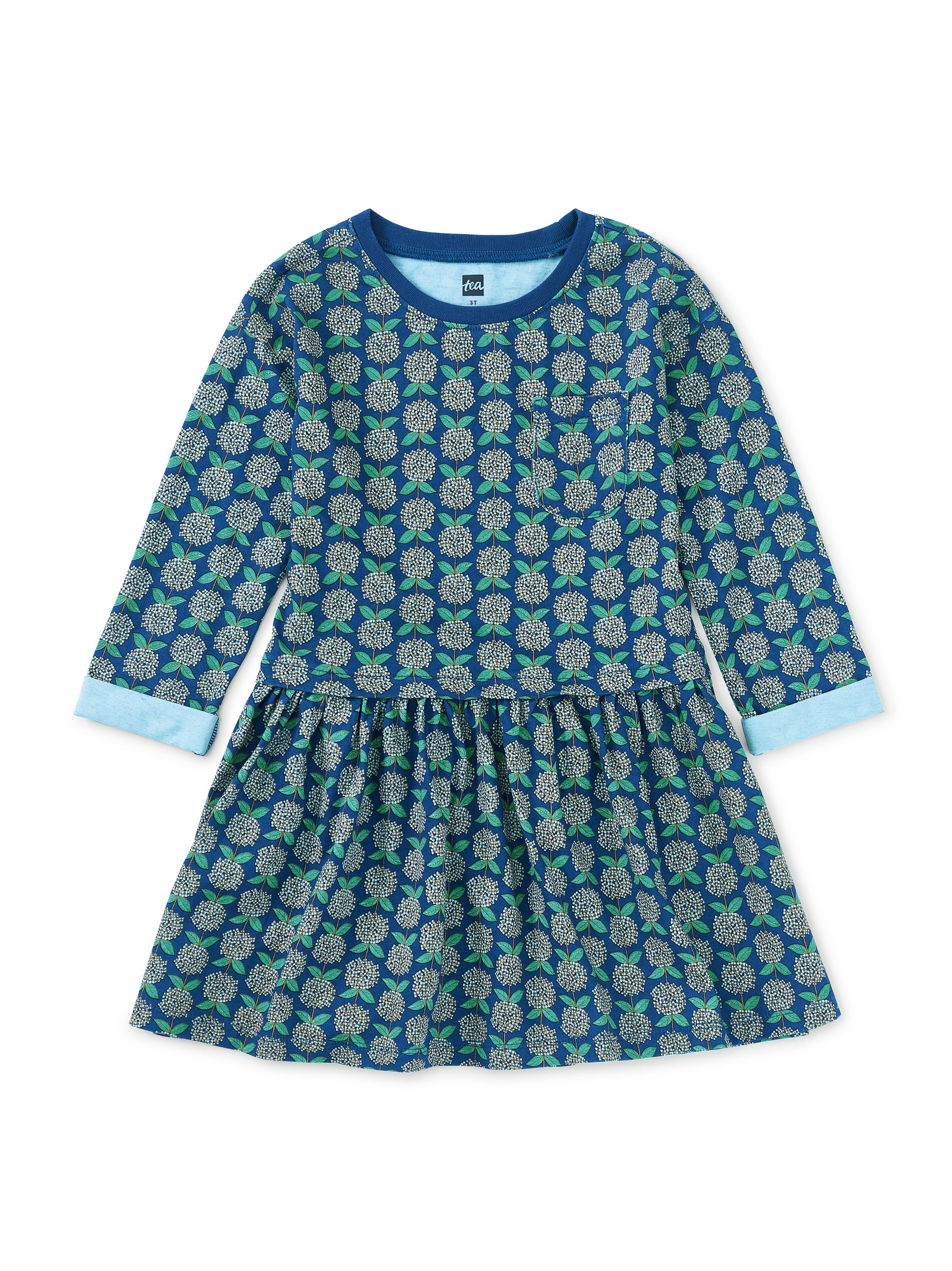 Tea Collection Girls Blue Hydrangeas Dress Size: 5T Blue Hydrangeas