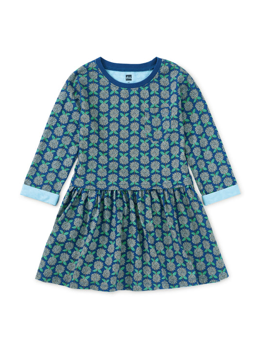 Tea Collection Girls Blue Hydrangeas Dress Size: 5T Blue Hydrangeas