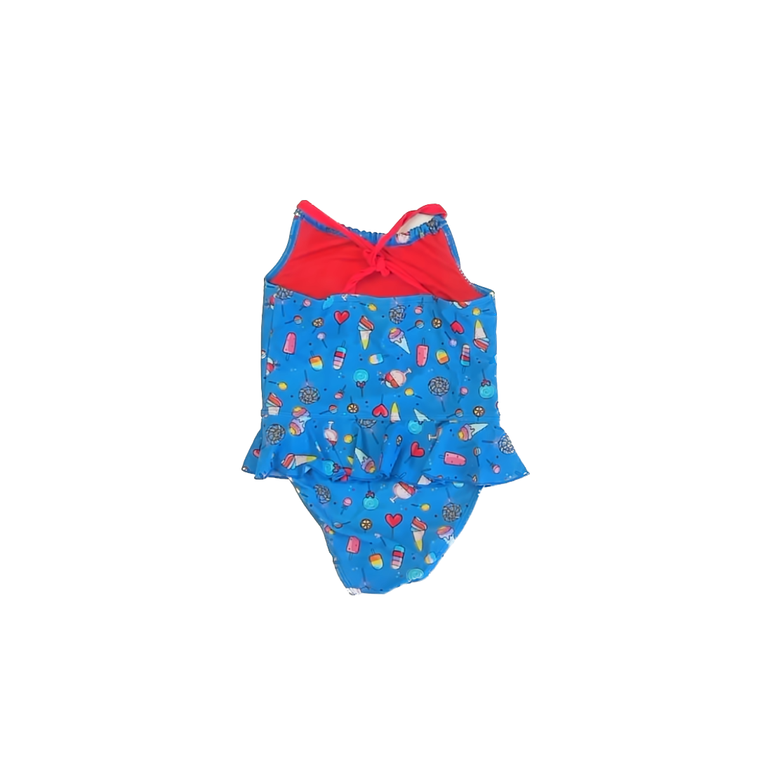 Kiko & Max Girls Blue ice cream 1-piece Swimsuit Size: 6 Years Blue ice cream