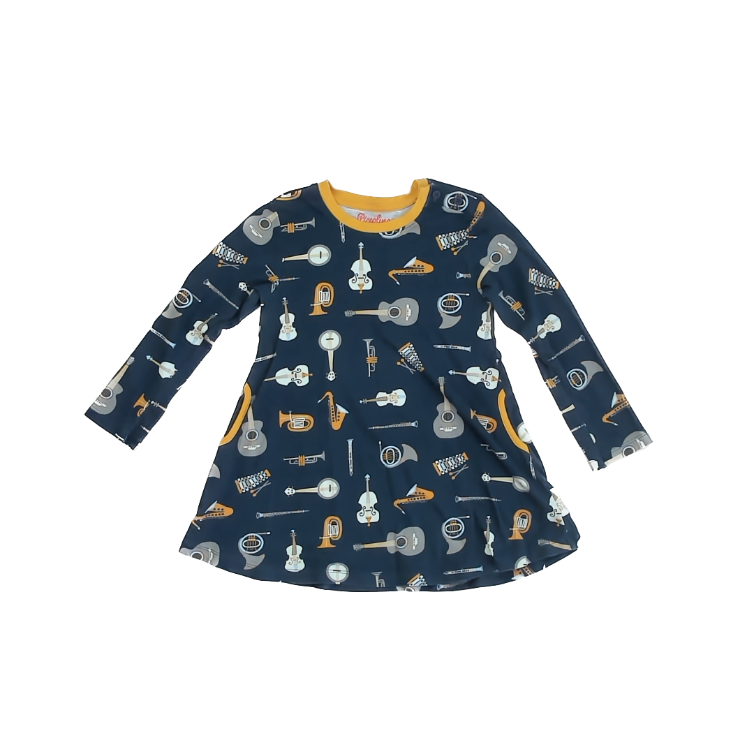 Piccolina Girls Blue | Instruments Dress Size: 7 Years Blue | Instruments