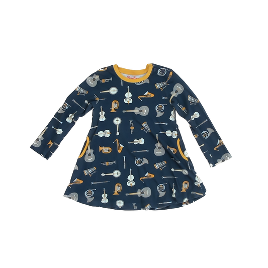 Piccolina Girls Blue | Instruments Dress Size: 7 Years Blue | Instruments