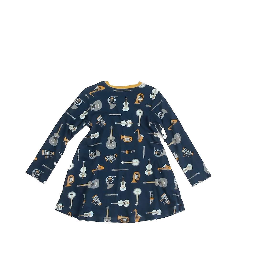 Piccolina Girls Blue | Instruments Dress Size: 7 Years Blue | Instruments