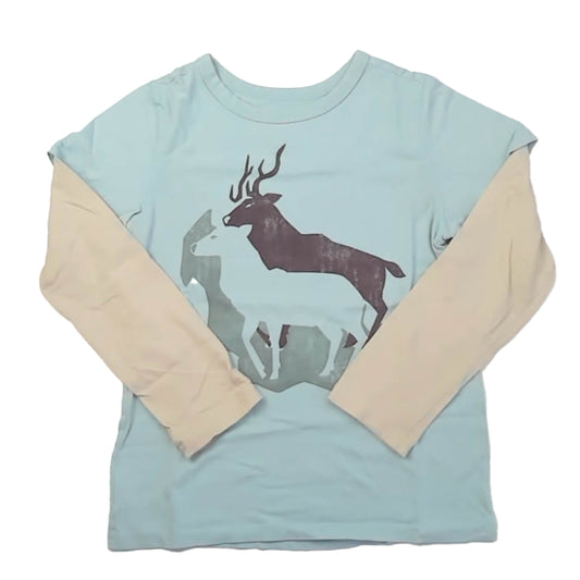 Tea Collection Boys Blue | Ivory Deer Long Sleeve T-Shirt Size: 12 Years Blue | Ivory Deer