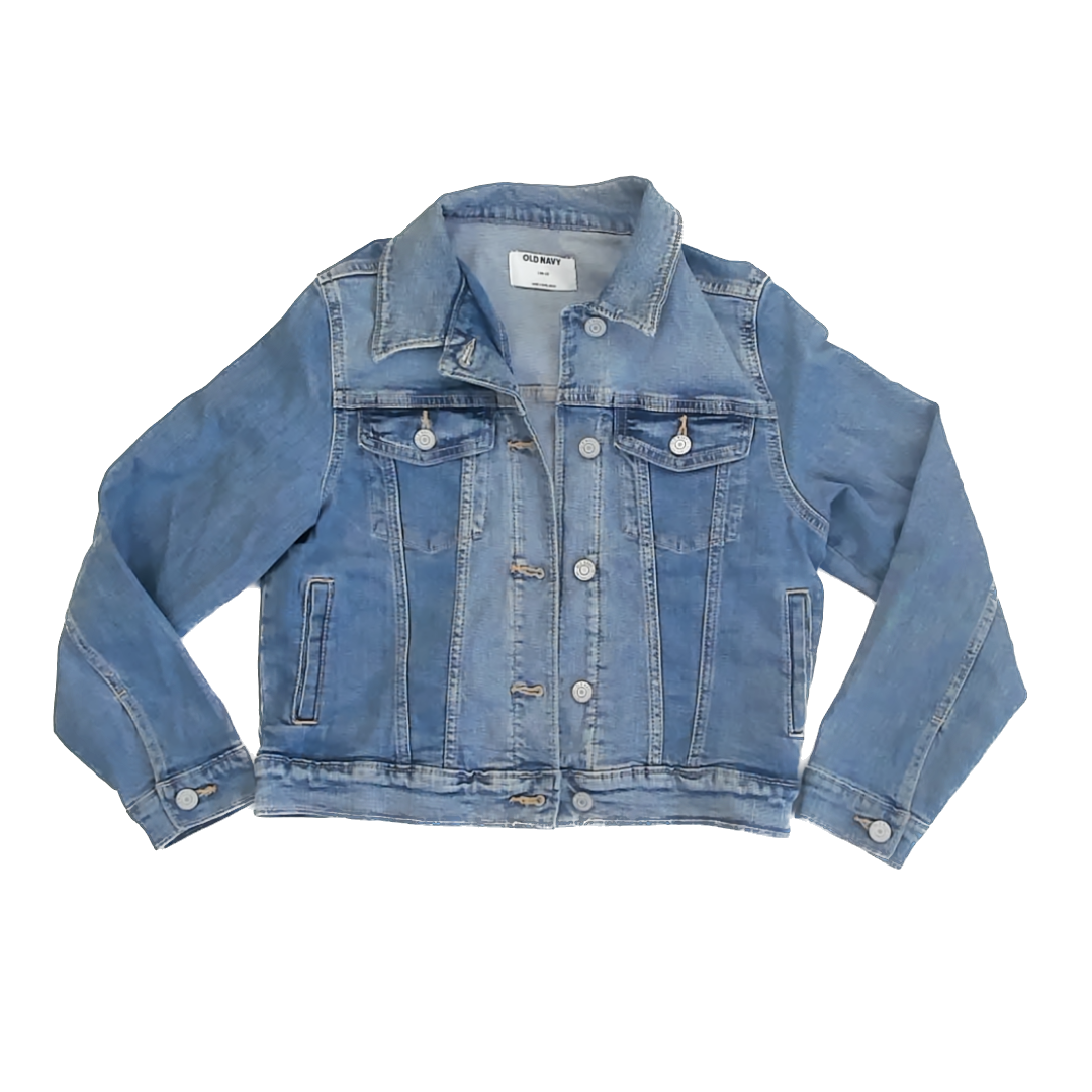 Old Navy Girls Blue Jean Jacket Size: 10-12 Years Blue Jean