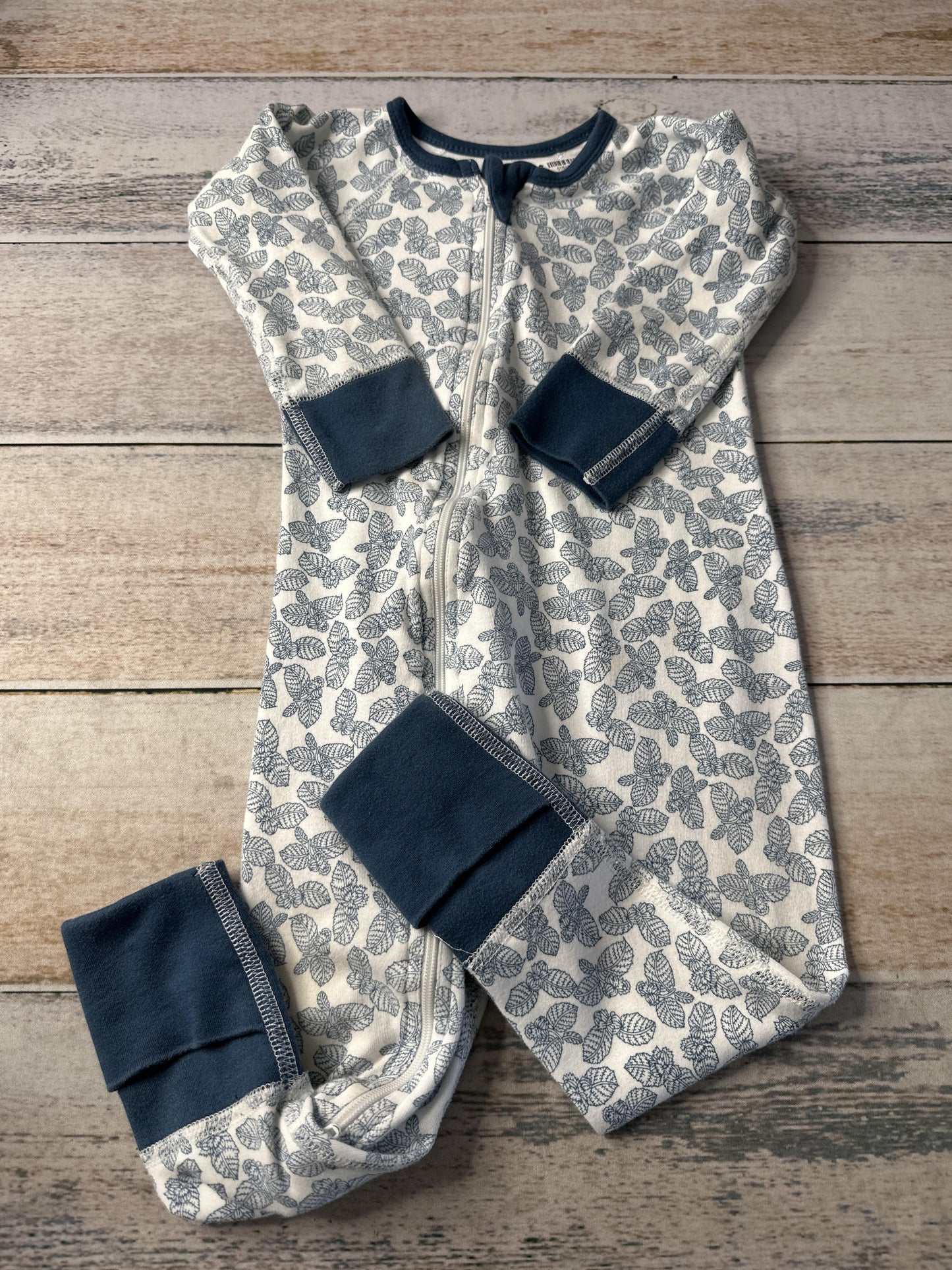 Sapling Unisex Blue | Leaves Long Sleeve Outfit Size: 12-18 months Blue | Leaves