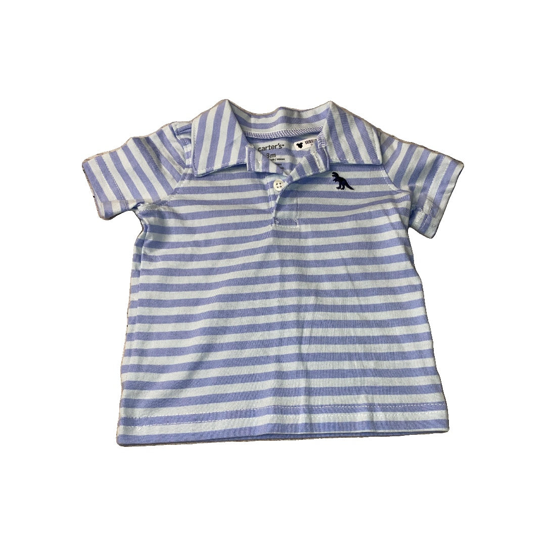 Carters Boys Blue | Light Blue | Striped Polo Shirt Size: 3 months Blue | Light Blue | Striped