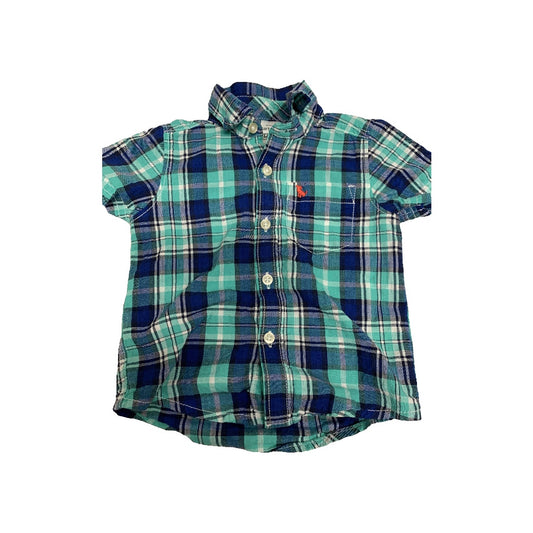 Carters Boys Blue | light green | plaid Button Down Short Sleeve Size: 12M Blue | light green | plaid