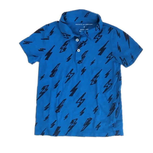 Rockets Of Awesome Boys Blue Lightening Polo Shirt Size: 7 Years Blue Lightening