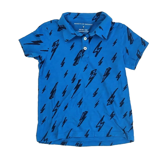 Rockets Of Awesome Boys Blue | Lightning Polo Shirt Size: 7 Years Blue | Lightning