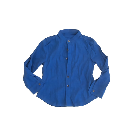 Unknown Boys Blue Linen Button Down Long Sleeve Size: 6-7 Years* Blue Linen