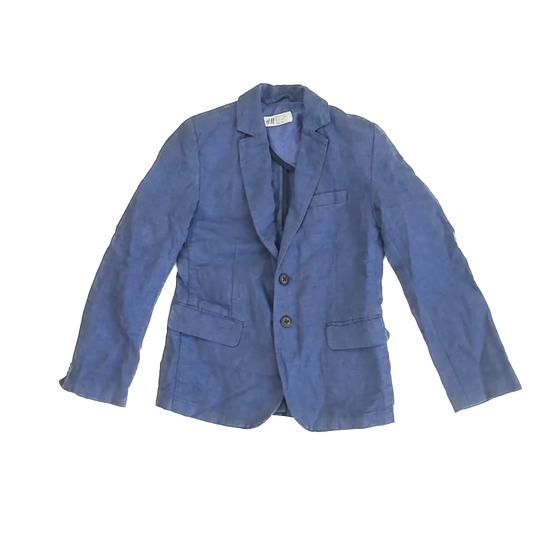 H&M Boys Blue Linen Sports Coat Size: 7-8 Years Blue Linen
