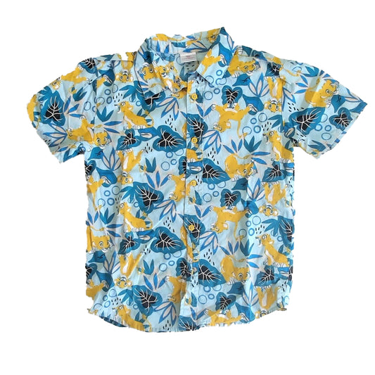 Disney Boys Blue Lion King Button Down Short Sleeve Size: 10-12 Years Blue Lion King