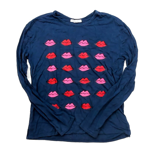 Rockets of Awesome Girls Blue Lips Long Sleeve T-Shirt Size: 8 Years Blue Lips
