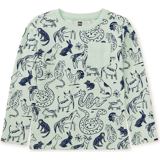 Tea Collection Boys Blue Luna Animal T-Shirt Size: 9-12 Months Blue Luna Animal