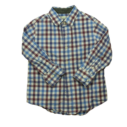 Crewcuts Boys Blue | Maroon Check Button Down Long Sleeve Size: 3-4T