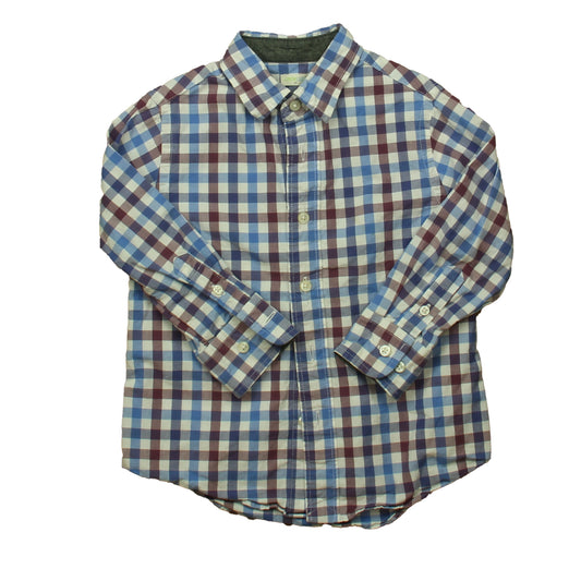 Crewcuts Boys Blue | Maroon Check Button Down Long Sleeve Size: 3-4T Blue | Maroon Check