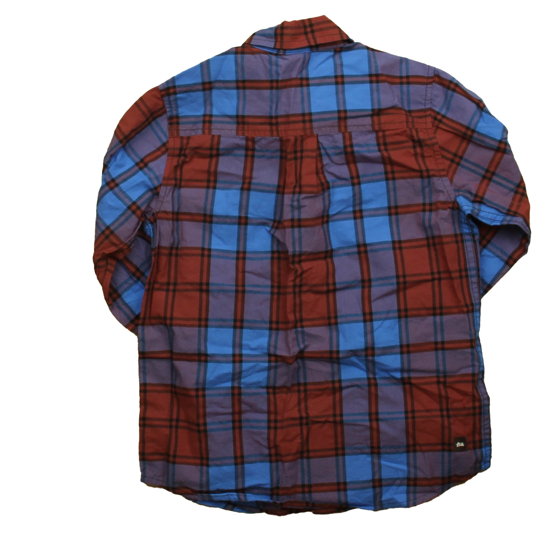 Tea Collection Boys Blue | Maroon Plaid Button Down Long Sleeve Size: 7 Years Blue | Maroon Plaid