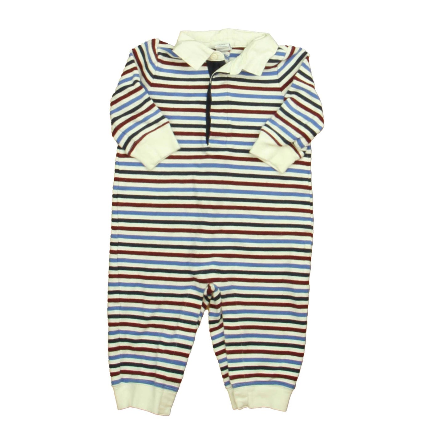 Janie and Jack Boys Blue | Maroon Stripe Long Sleeve Outfit Size: 3-6 Months Blue | Maroon Stripe