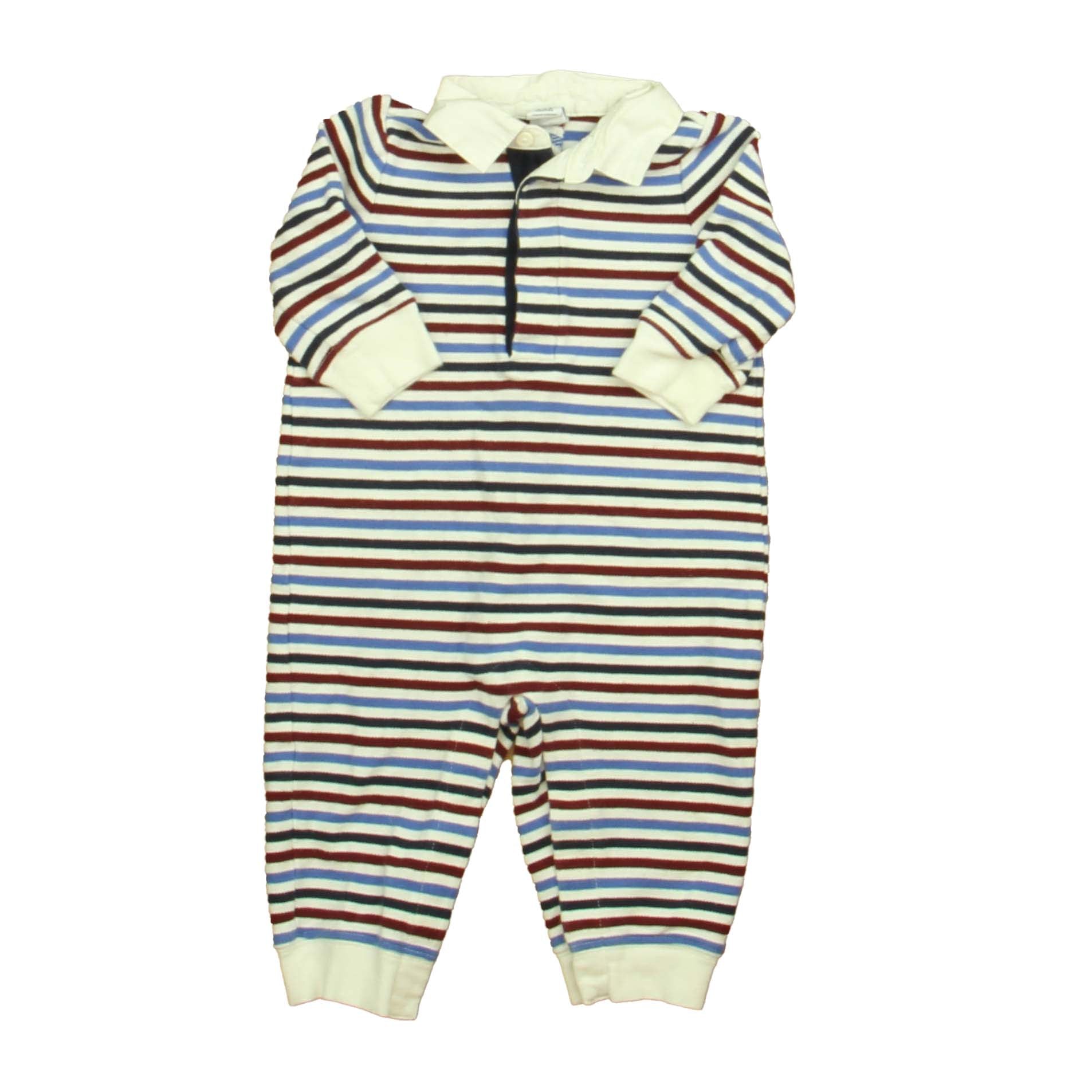 Janie and Jack Boys Blue | Maroon Stripe Long Sleeve Outfit Size: 3-6 Months Blue | Maroon Stripe