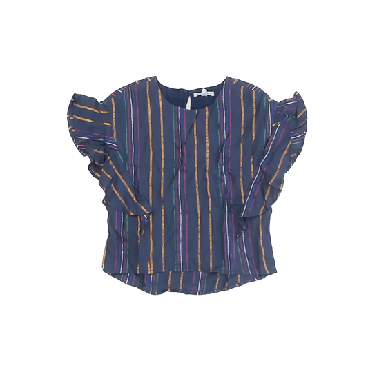 Rockets Of Awesome Girls Blue Metallic Striped Blouse Size: 5T Blue Metallic Striped