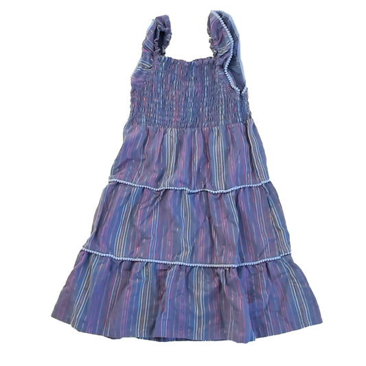 Penelope Mack Girls Blue Metallic Dress Size: 8 Years Blue Metallic