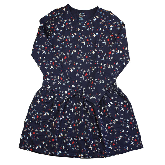 Mightly Girls Blue | Migrating Birds Dress Size: 6-14 Years