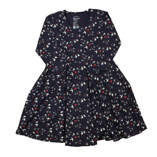 Mightly Girls Blue | Migrating Birds Dress Size: 14 Years