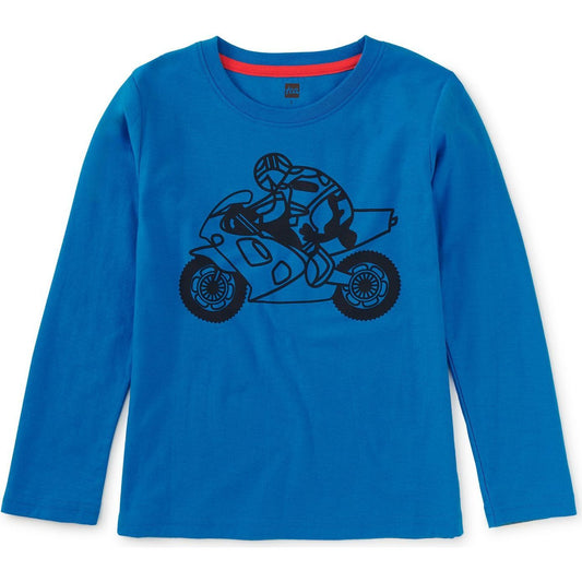 Tea Collection Boys Blue Motorcycle Long Sleeve T-Shirt Size: 5T Blue Motorcycle
