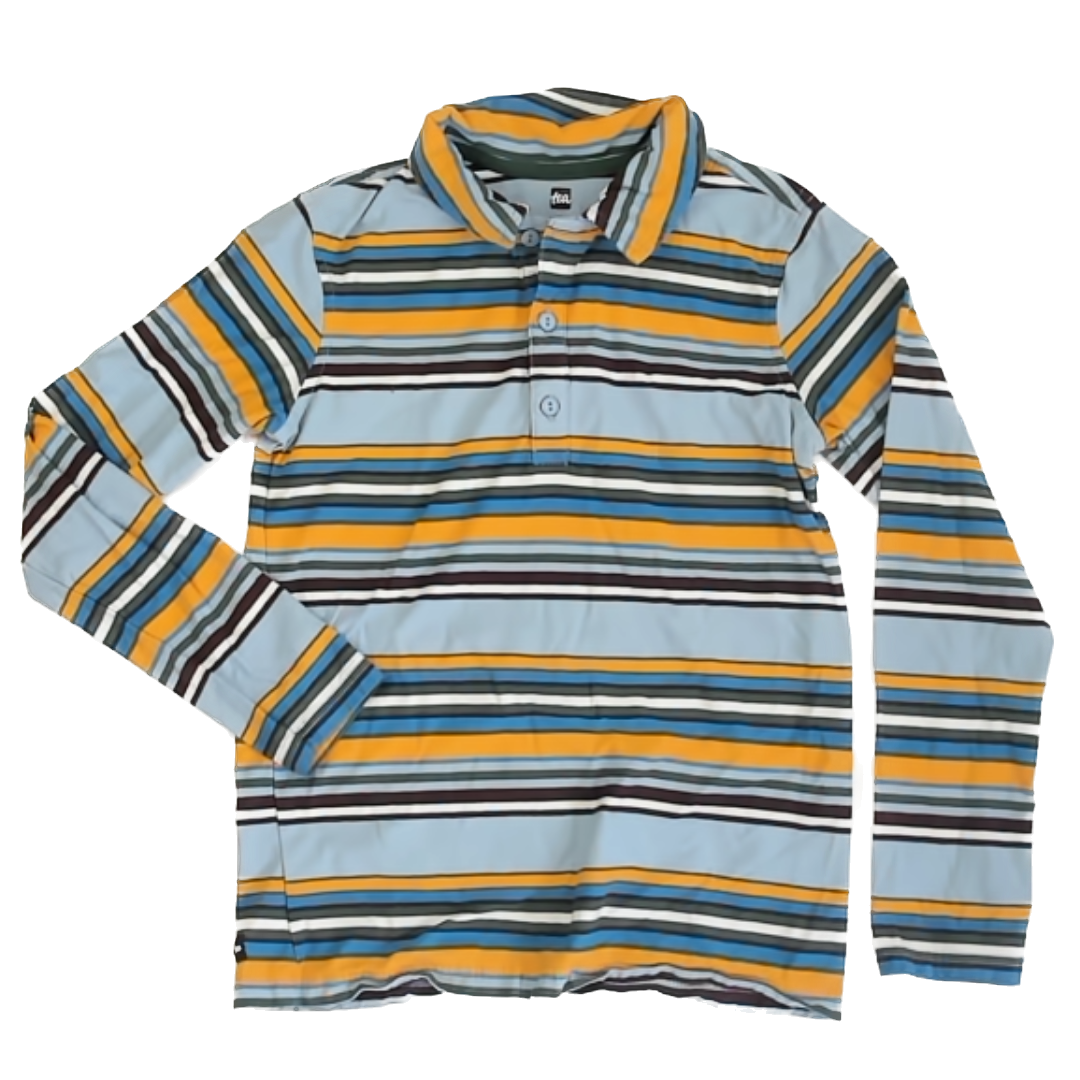 Tea Collection Boys Blue | Multi Stripe Polo Shirt Size: 14 Blue | Multi Stripe