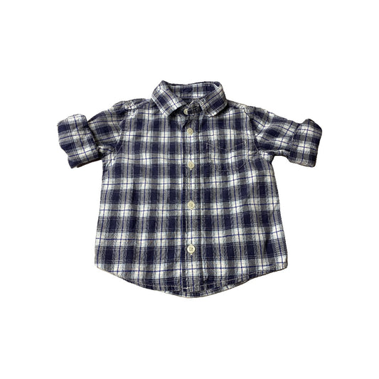 OshKosh Boys Blue | Navy Blue | plaid Button Down Short Sleeve Size: 12 months Blue | Navy Blue | plaid