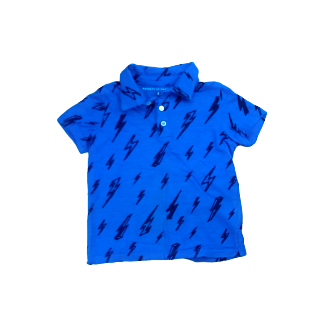Rockets Of Awesome Boys Blue | Navy Lightening Bolts Polo Shirt Size: 6 Years Blue | Navy Lightening Bolts