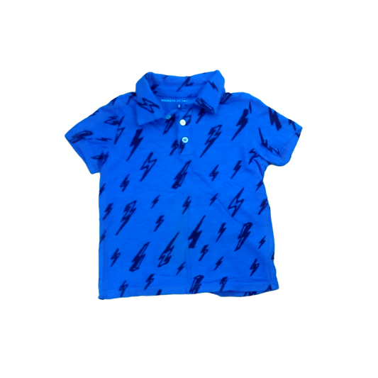 Rockets Of Awesome Boys Blue | Navy Lightening Bolts Polo Shirt Size: 6 Years Blue | Navy Lightening Bolts