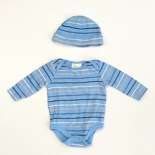 Little Chickadees Boys Blue | Neutral Stripe Apparel Sets Size: 3-6 Blue | Neutral Stripe
