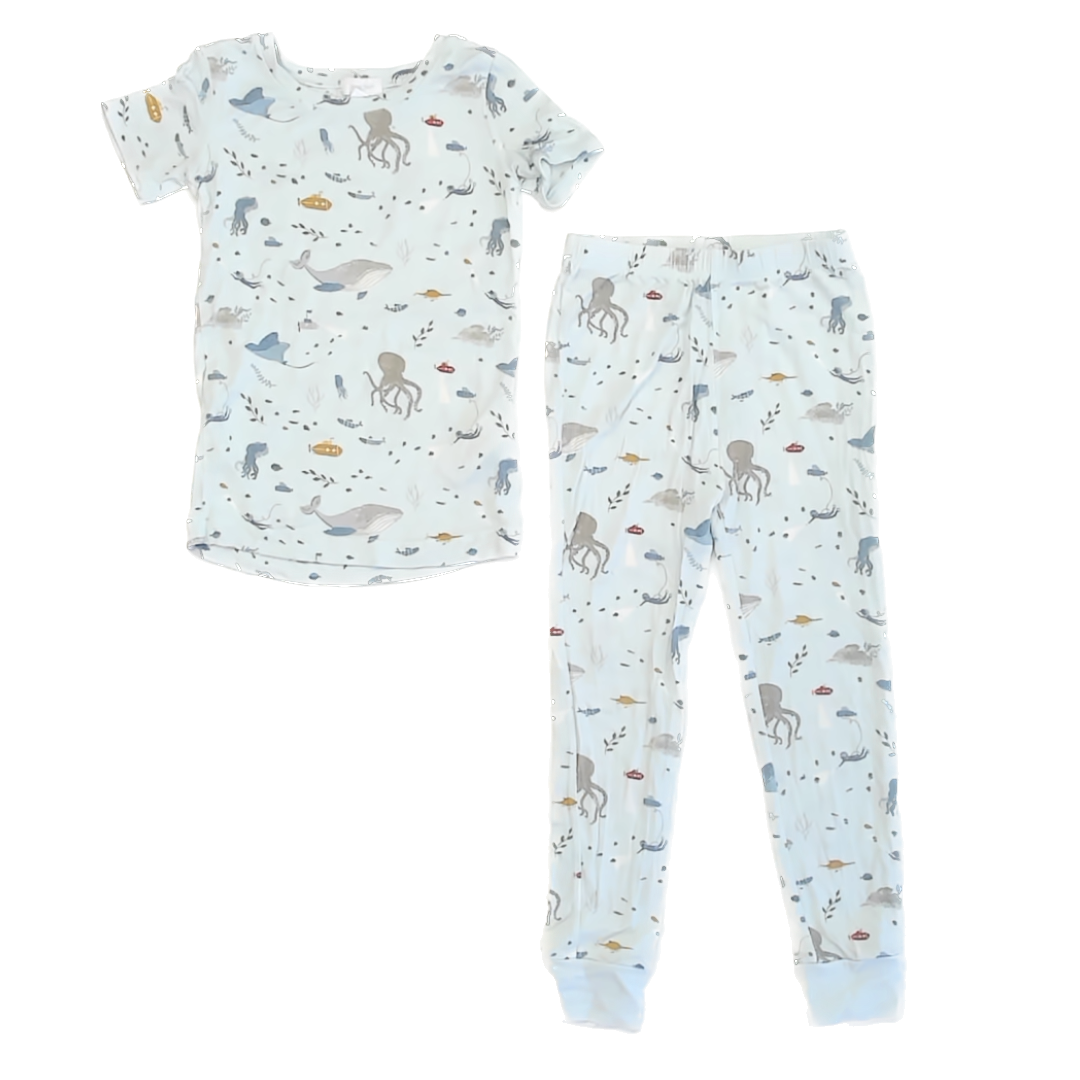 Angel Dear Unisex Blue Ocean Animals 2-piece Pajamas Size: 5T Blue Ocean Animals