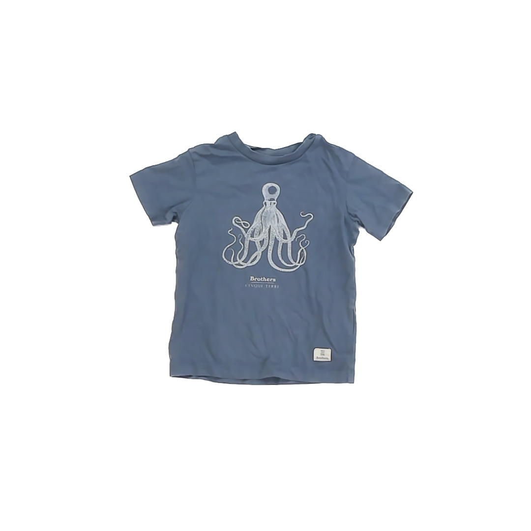 Brothers Boys Blue Octopus T-Shirt Size: 4-5T (eu104) Blue Octopus