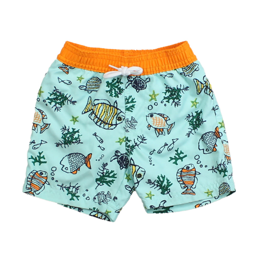 Floatimini Boys Blue | Orange | Fish Trunks Size: 12 Months Blue | Orange | Fish